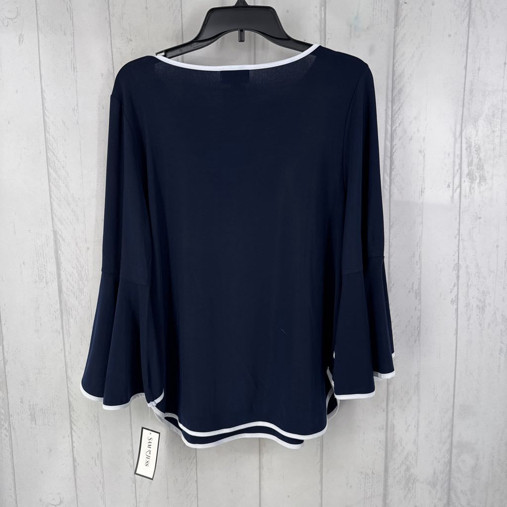 R59 XLp colorblock ruffled slv top