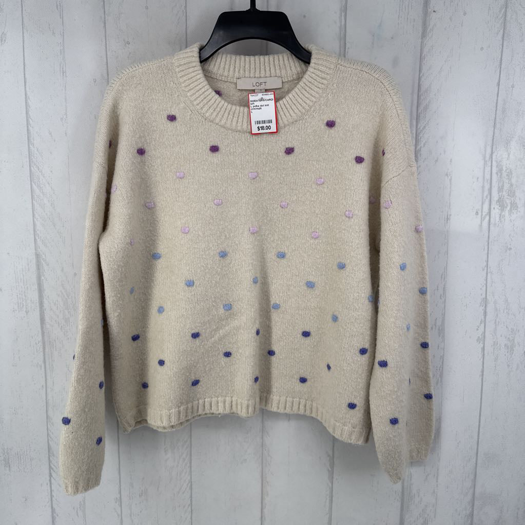 L polka dot knit sweater