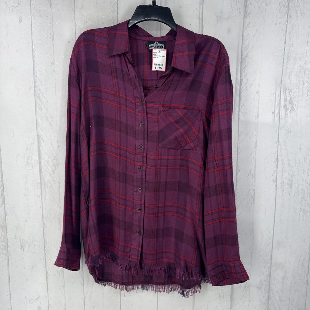 L plaid button shirt