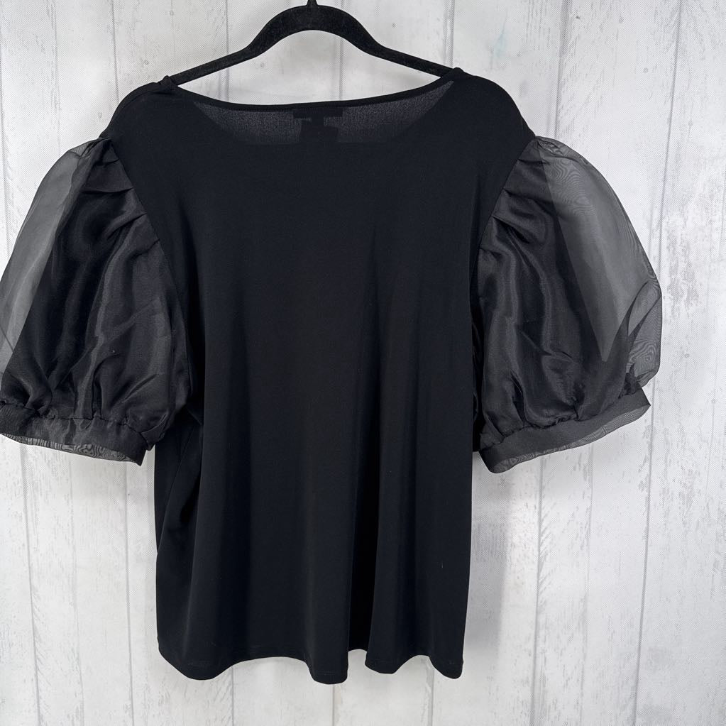 XL sheer puff slv top