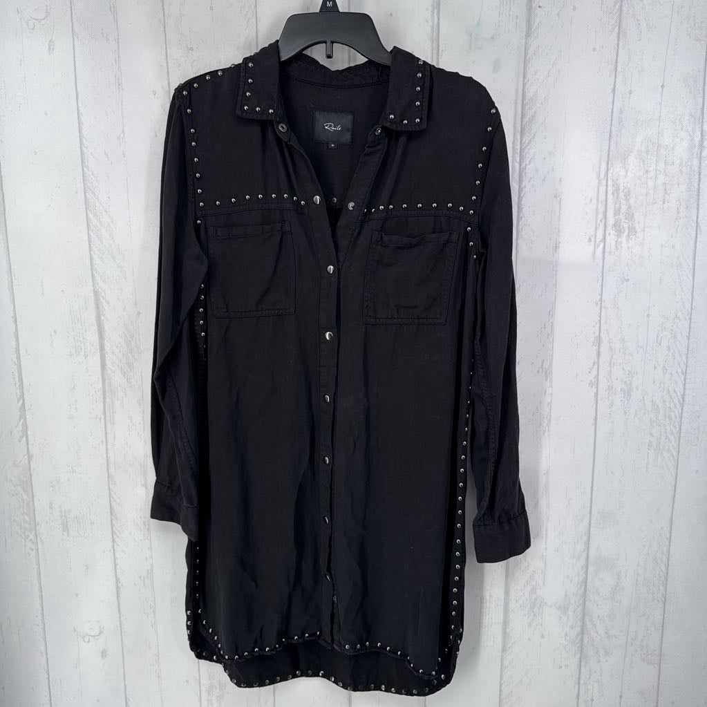 M embelished button down l/s dress