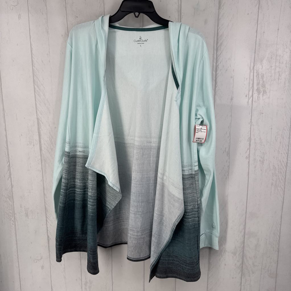 L flowy open front cardi w/ hood