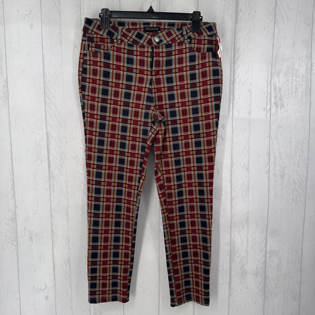 L plaid skinny leg pant