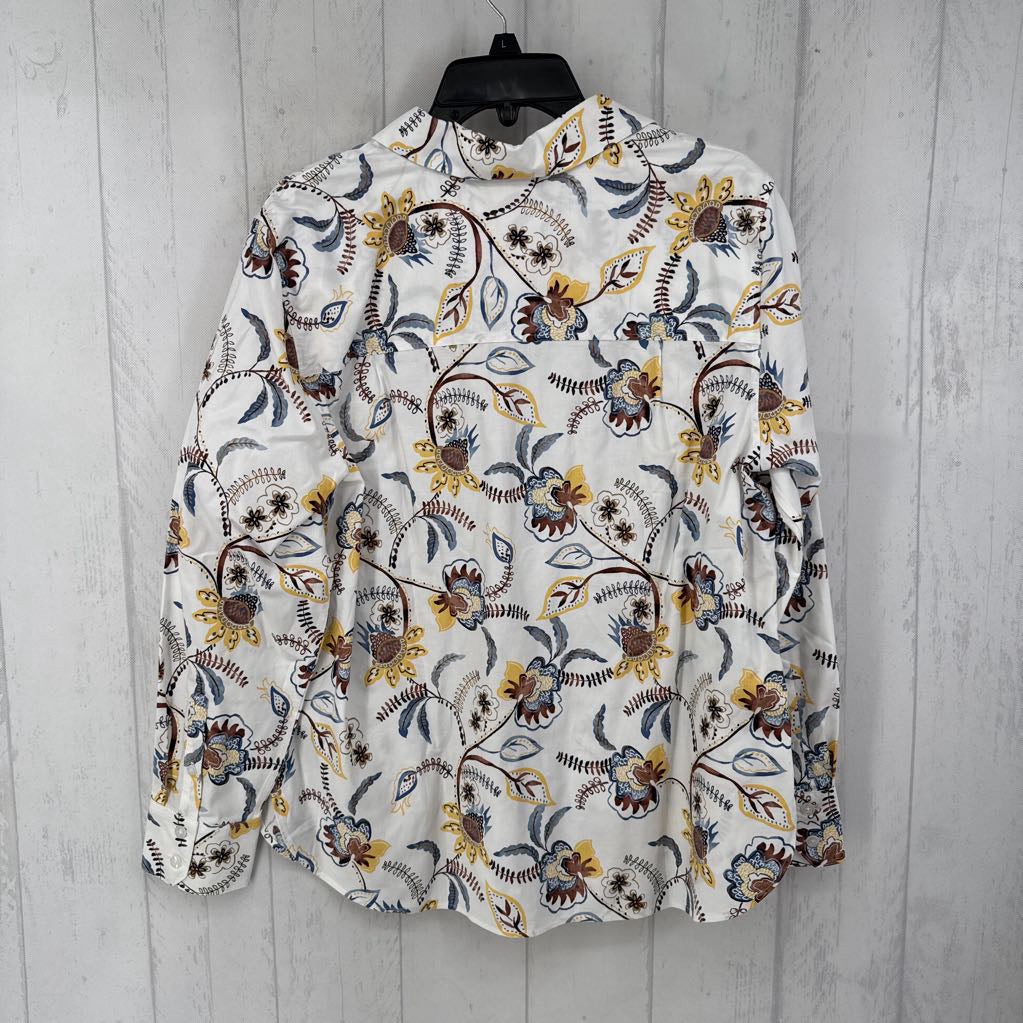 14 flo print button down l/s top