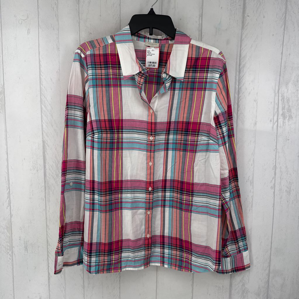 L plaid button down l/s top