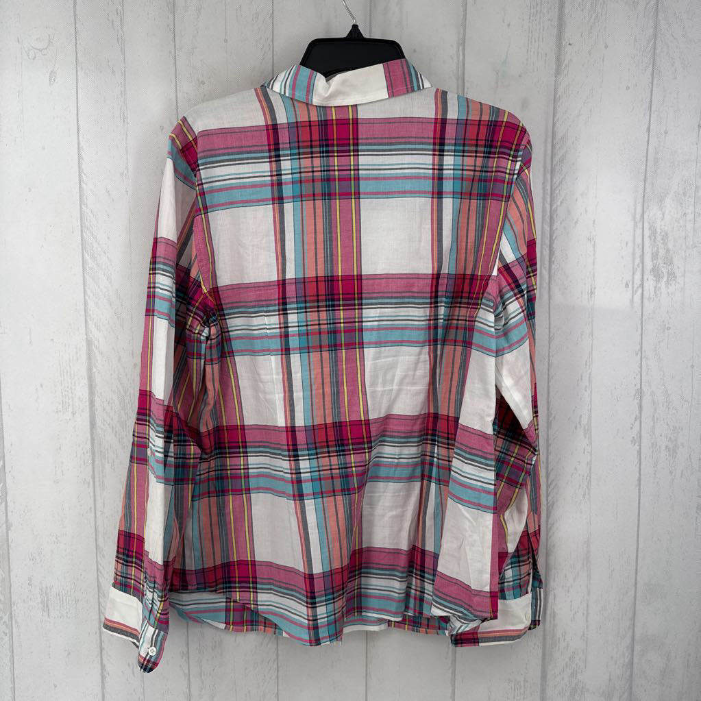 L plaid button down l/s top