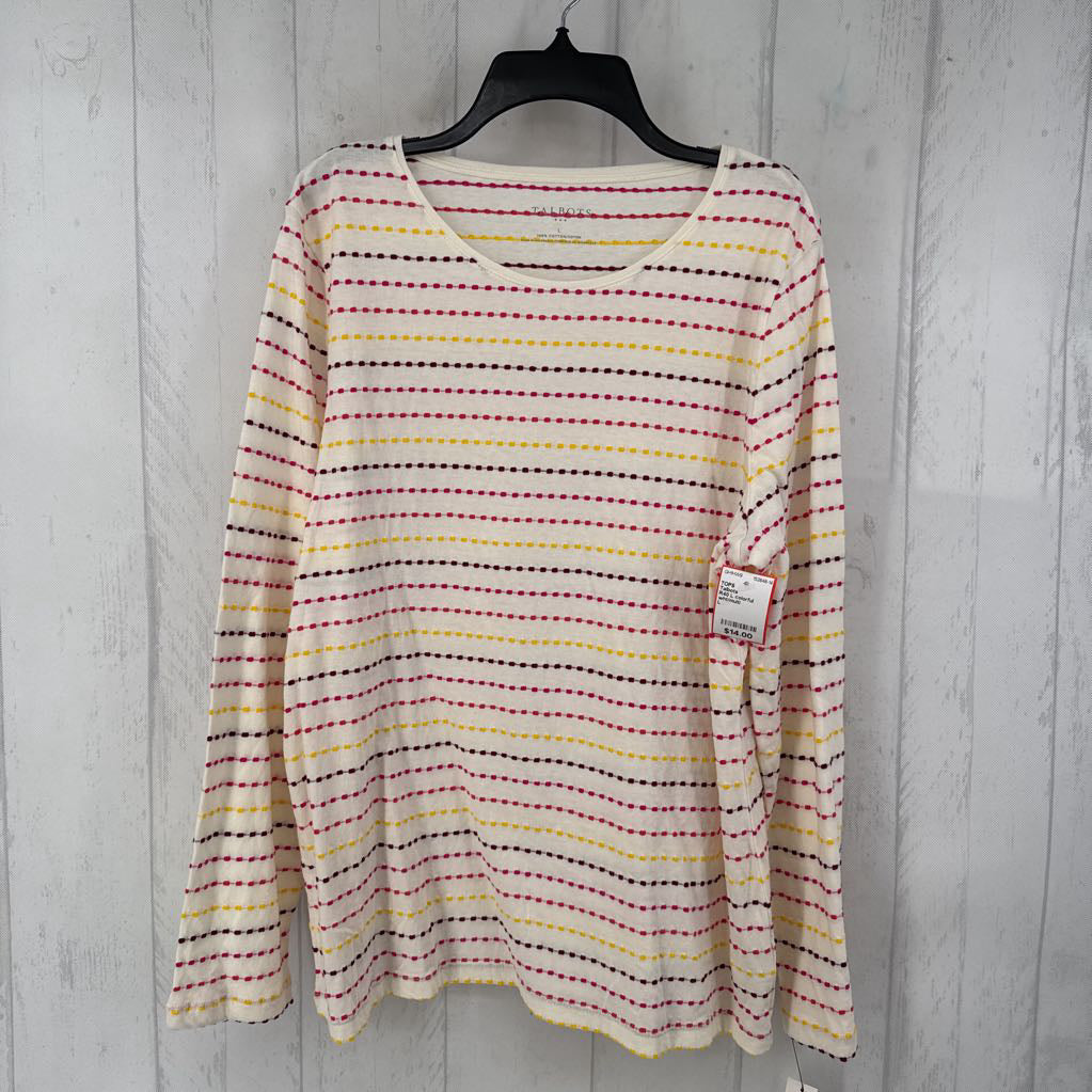 R40 L colorful stitched scoop neck l/s top