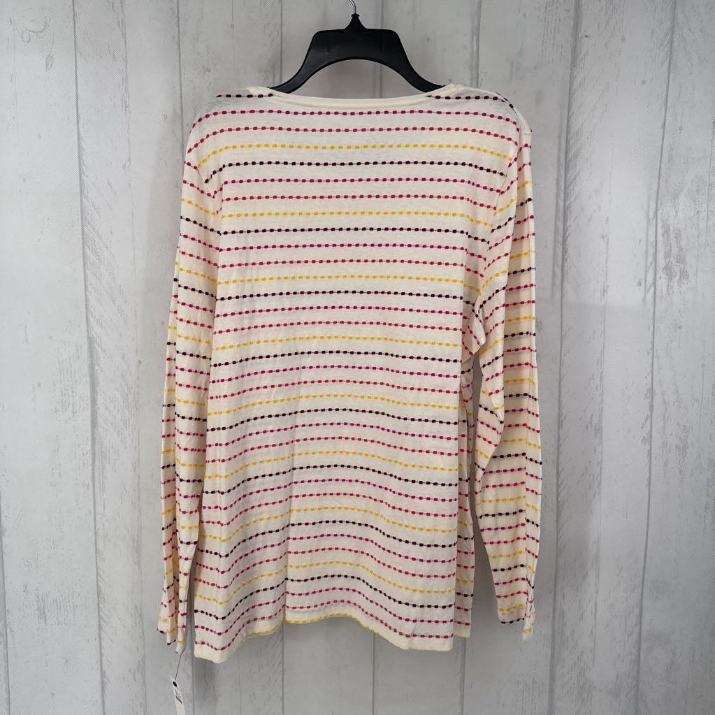 R40 L colorful stitched scoop neck l/s top