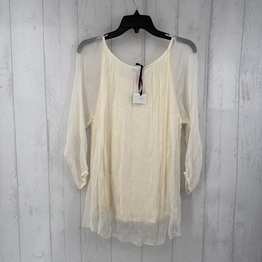 R80 XL crinkle silk 3/4 slv top