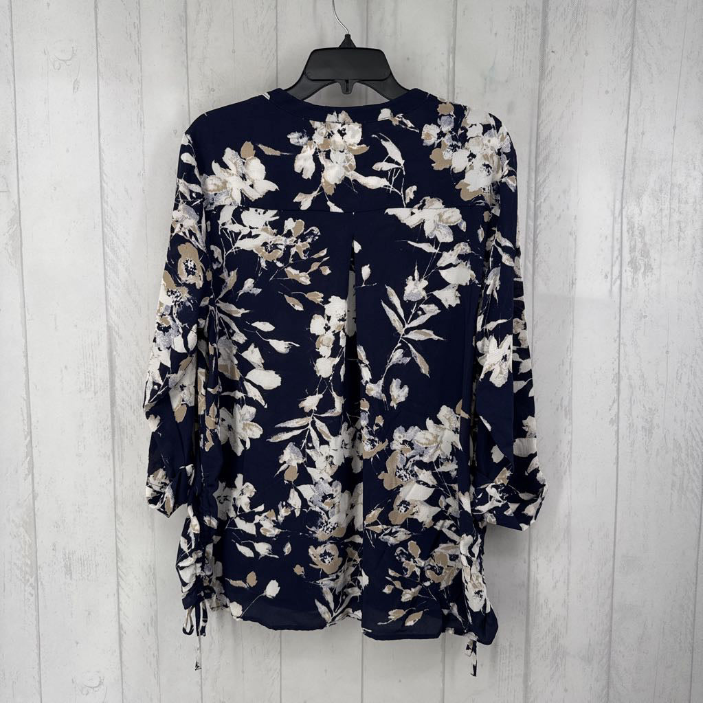 XL flo print 1/2 button down l/s top