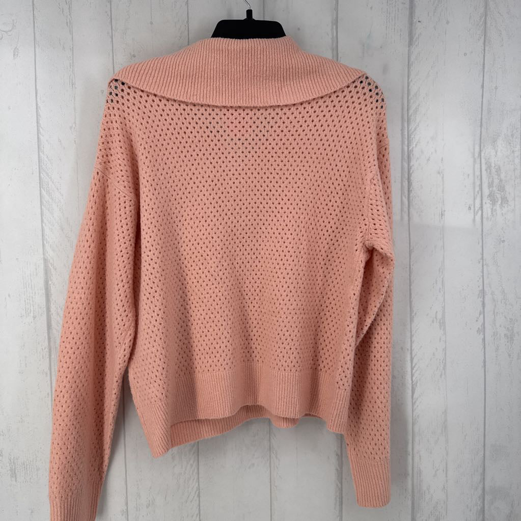 S quarter zip crochet sweater