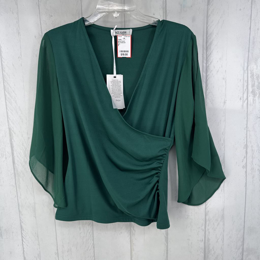 S crossover ruched side 3/4 slv top