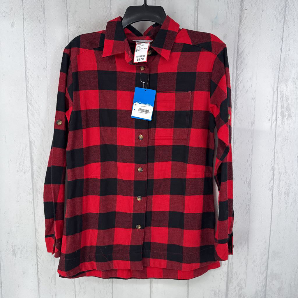 R90 XS plaid button down l/s top