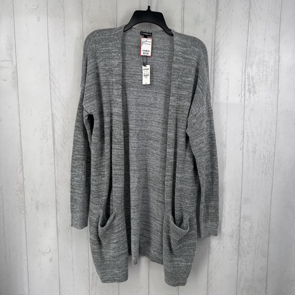 R60 L marled open front cardi