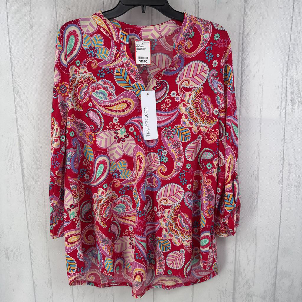 L paisley print notch neck tunic