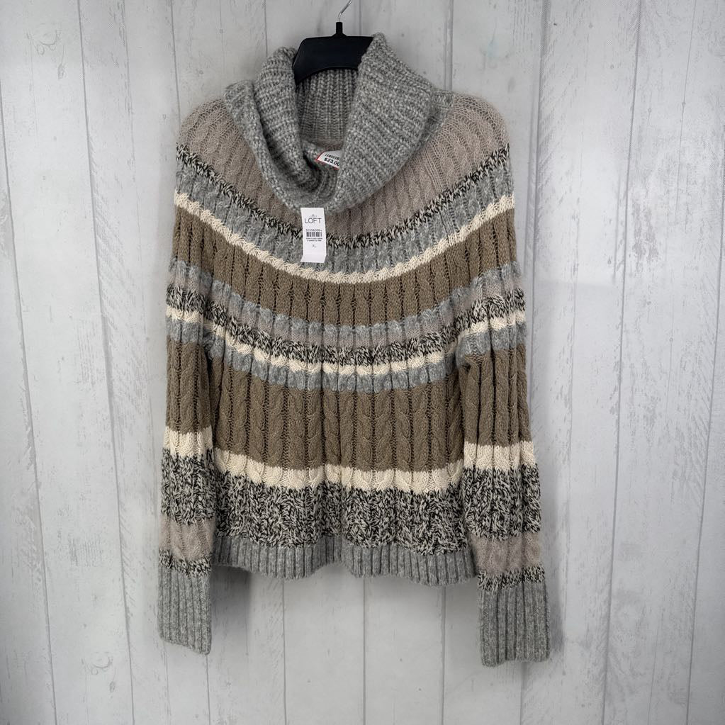 XL striped cowl neck sweater