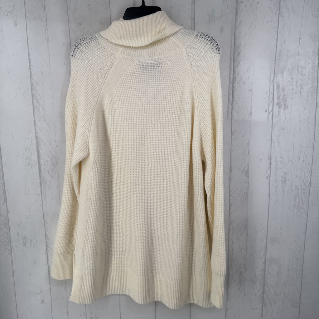 XL waffle knit cowl neck sweater