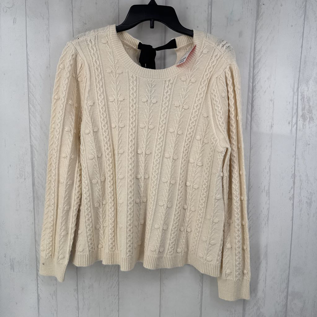 L cable knit bow back sweater
