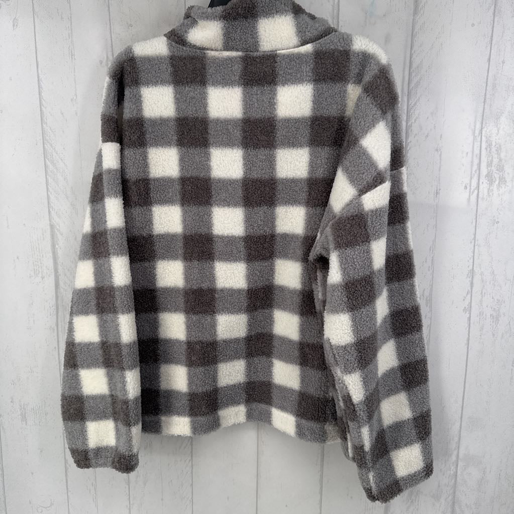 XL plaid sherpa pullover