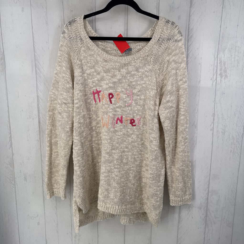XXL scoop neck sweater-happy winter