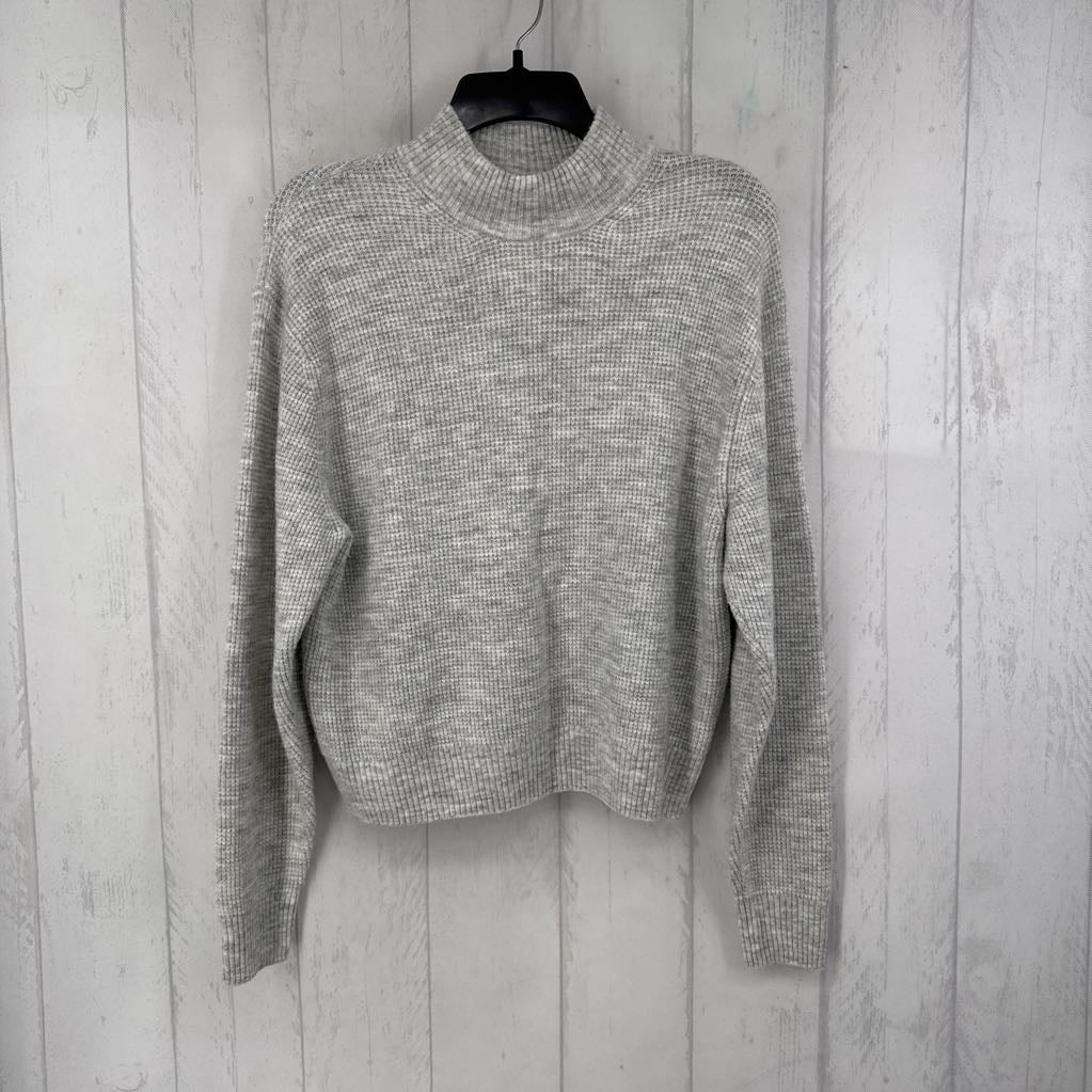 M l/s waffle mock neck sweater