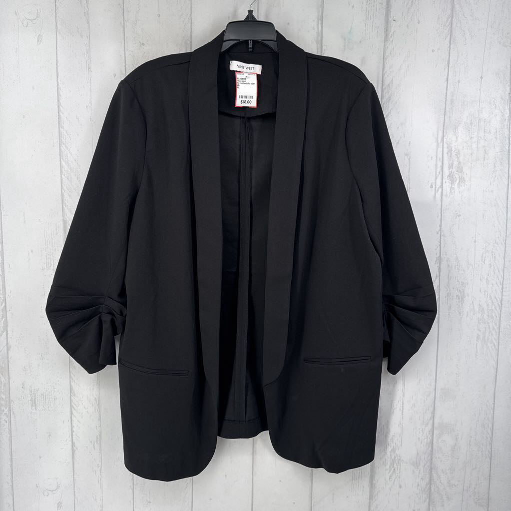 XL ruched slv open blazer