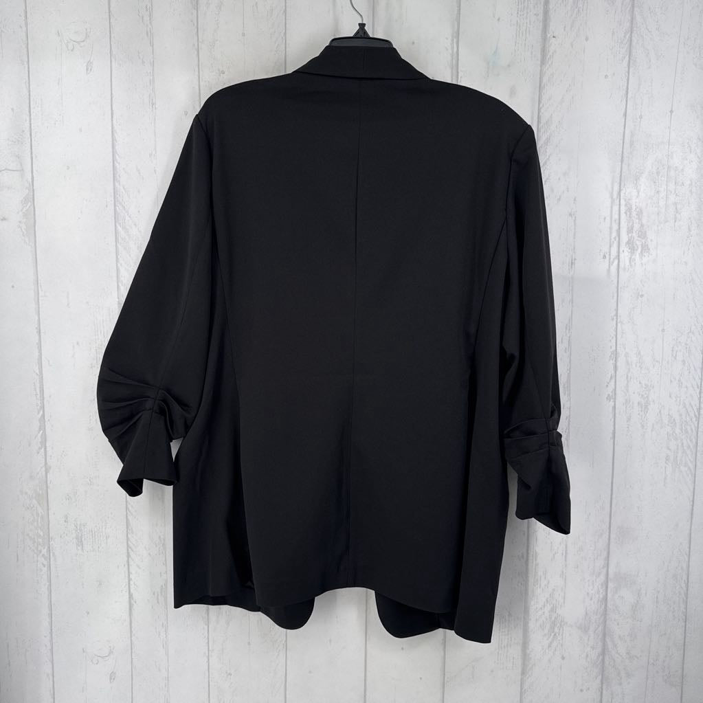 XL ruched slv open blazer