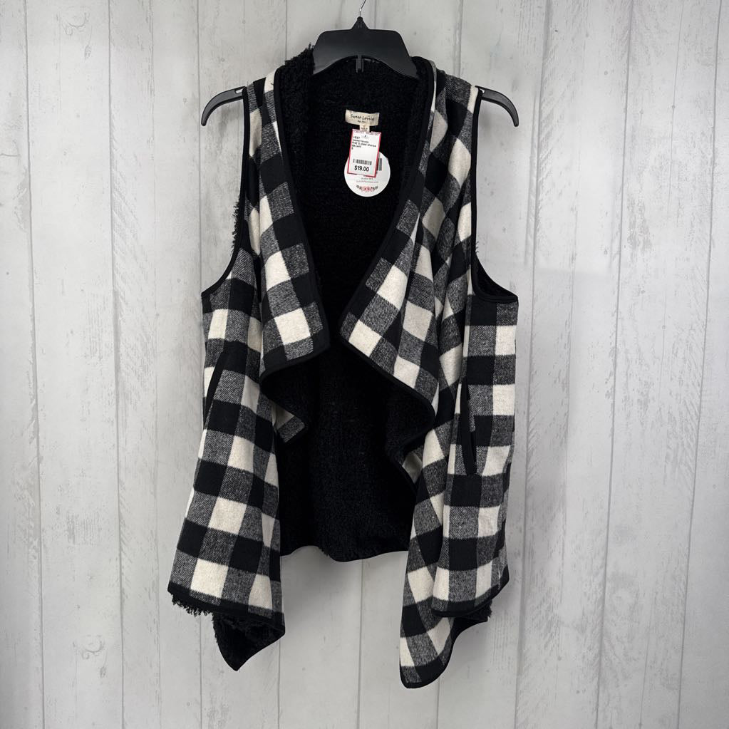 R42 S plaid sherpa lined drape vest