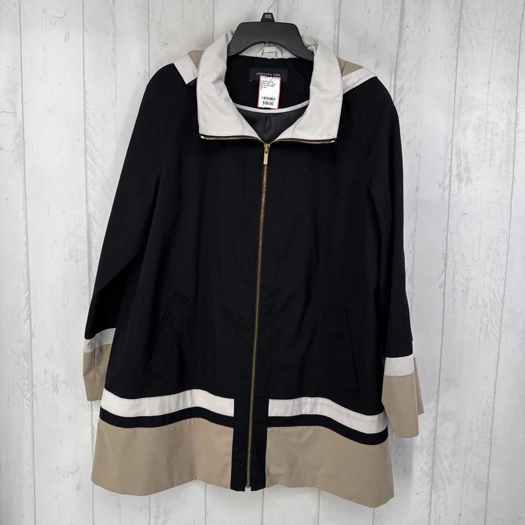 XL l/s zip color block coat w/ hood