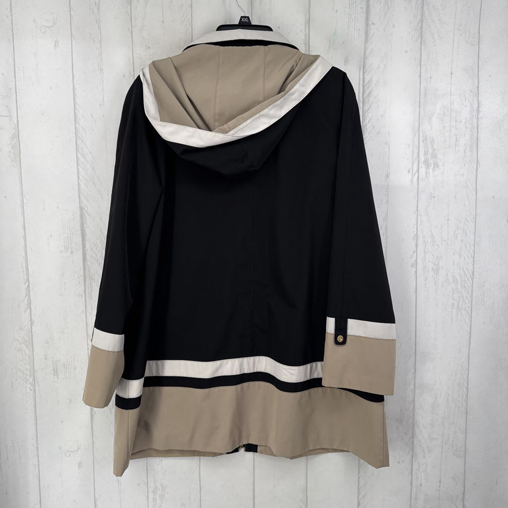 XL l/s zip color block coat w/ hood