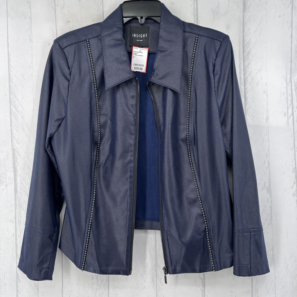 14 faux leather embelished zip-up jacket