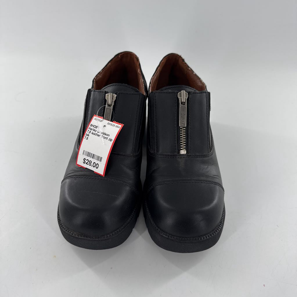 7.5 leather front zip chunky sole shoes