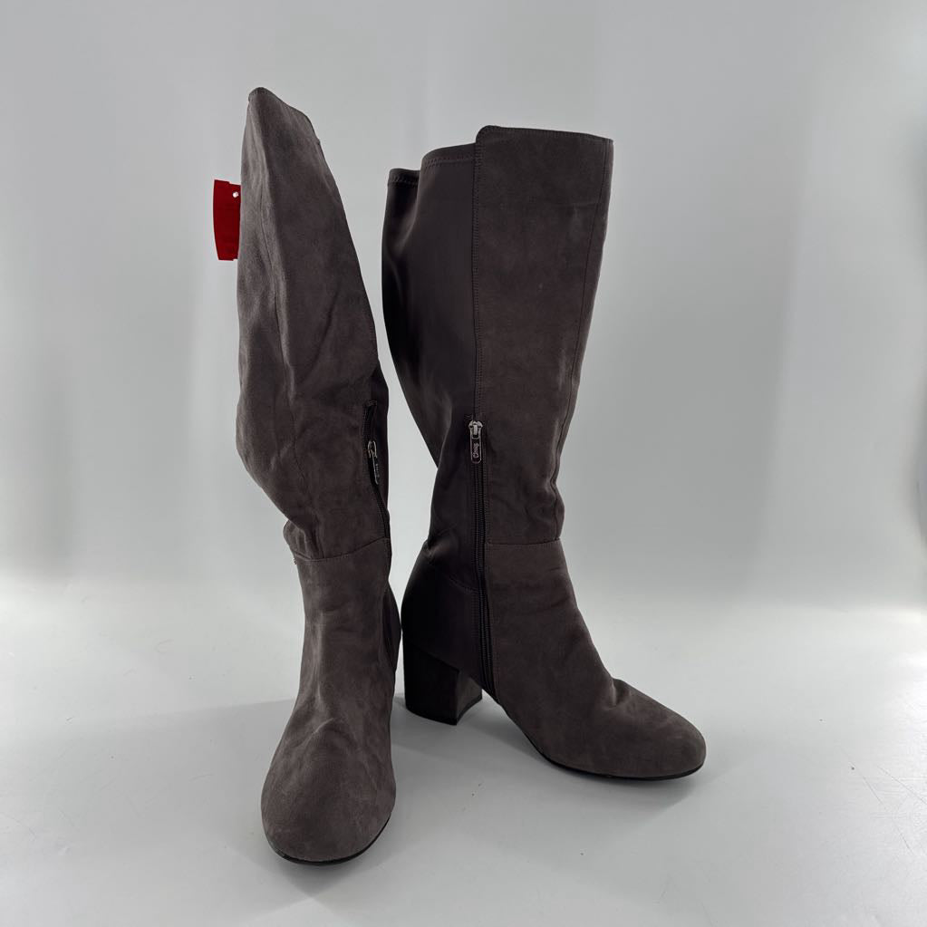 10w suede low heel tall boots