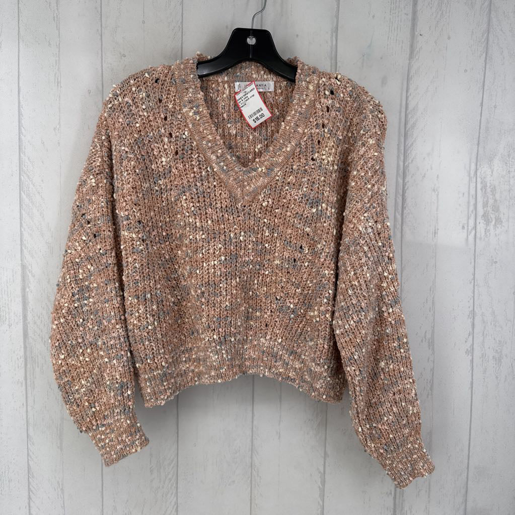 L l/s v-neck crop sweater