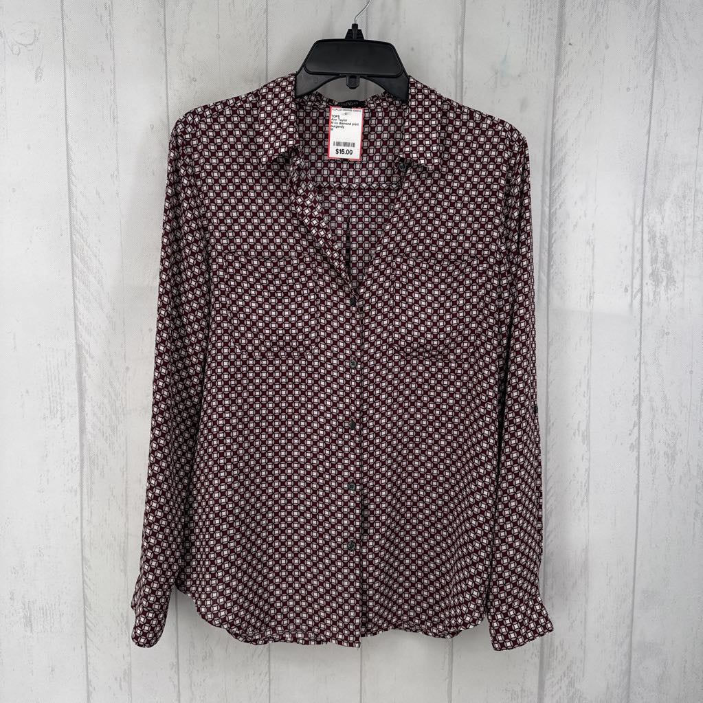 M l/s diamond print button shirt