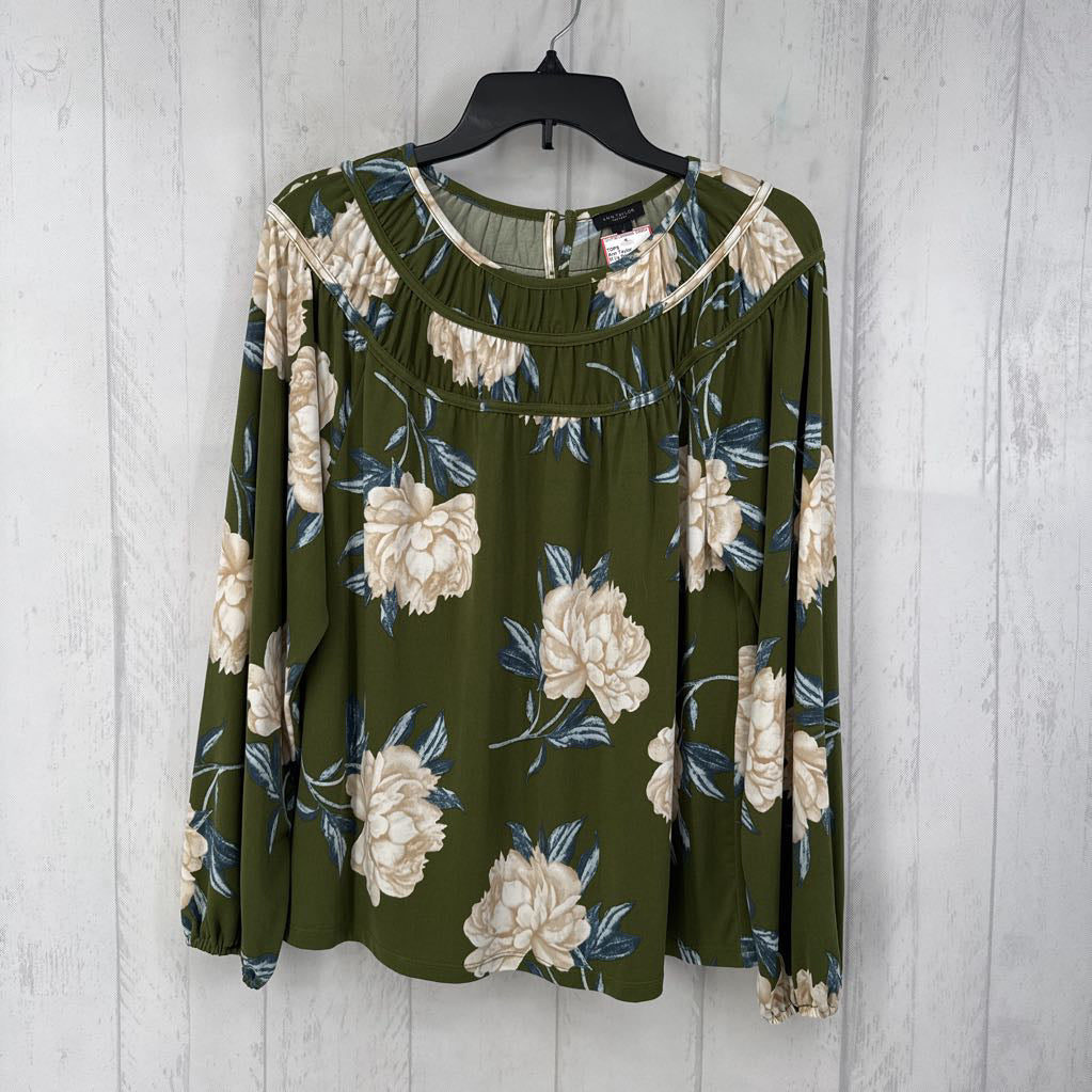 M l/s flower print pleated top