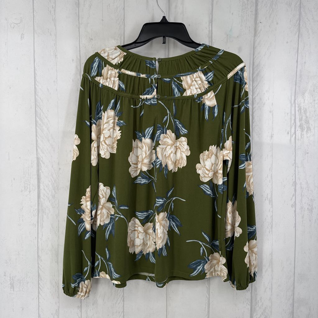 M l/s flower print pleated top