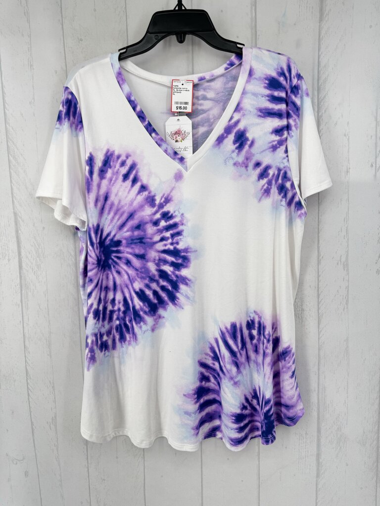 XL tie-dye v-neck s/s top