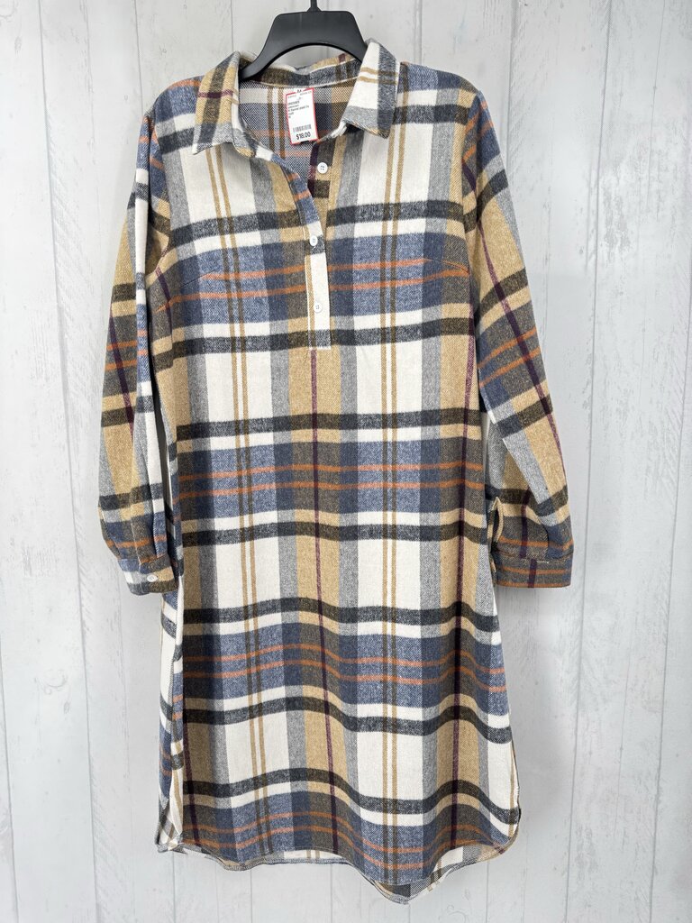 M flannel plaid l/s dress
