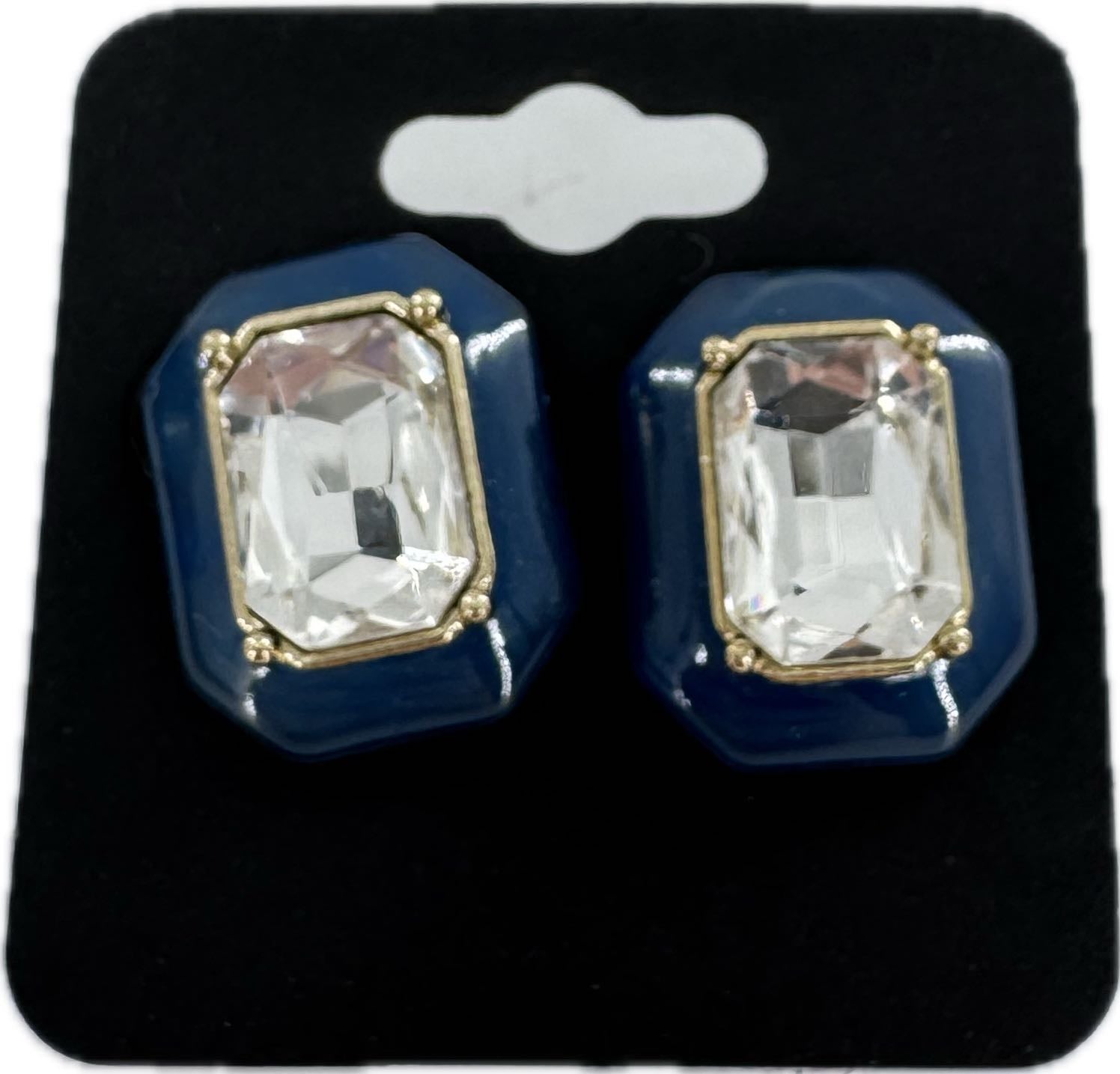 nvy acrylic w/ rhinestone earrings