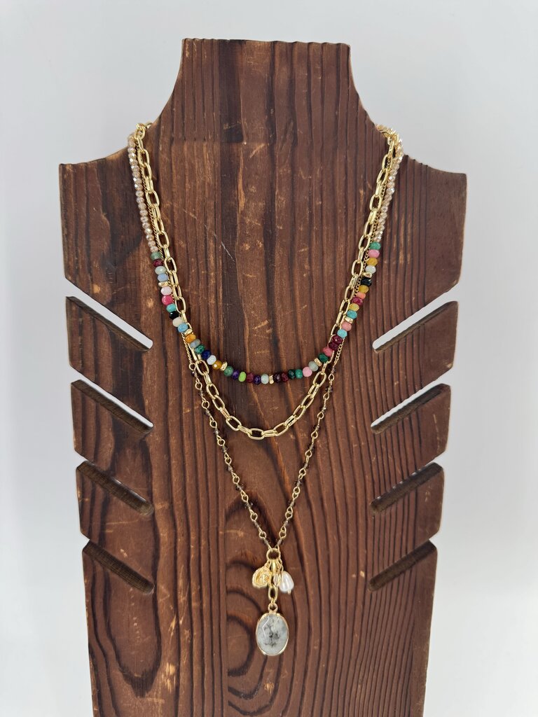 12" multi strand beaded necklace