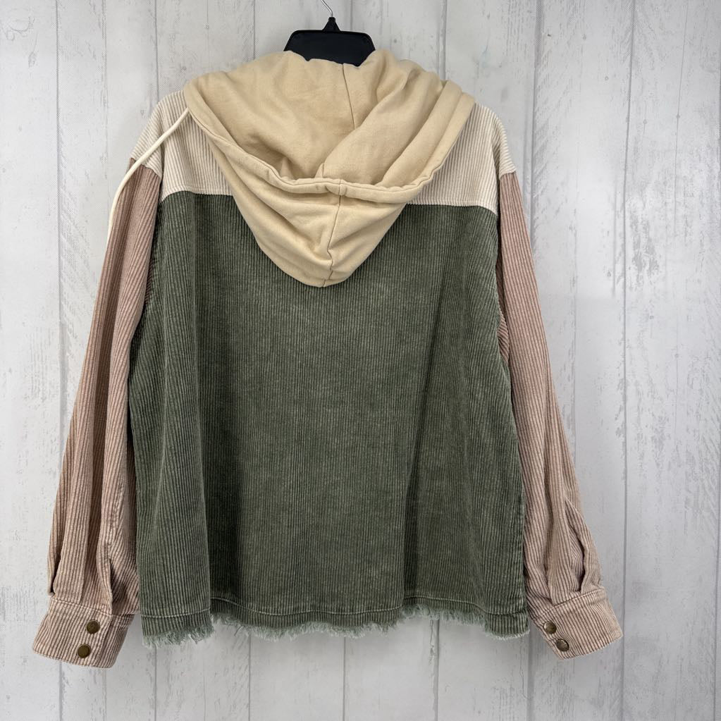 XL l/s corduroy shacket w/ hood