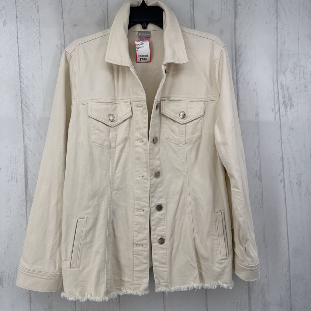 XL l/s button frayed shacket