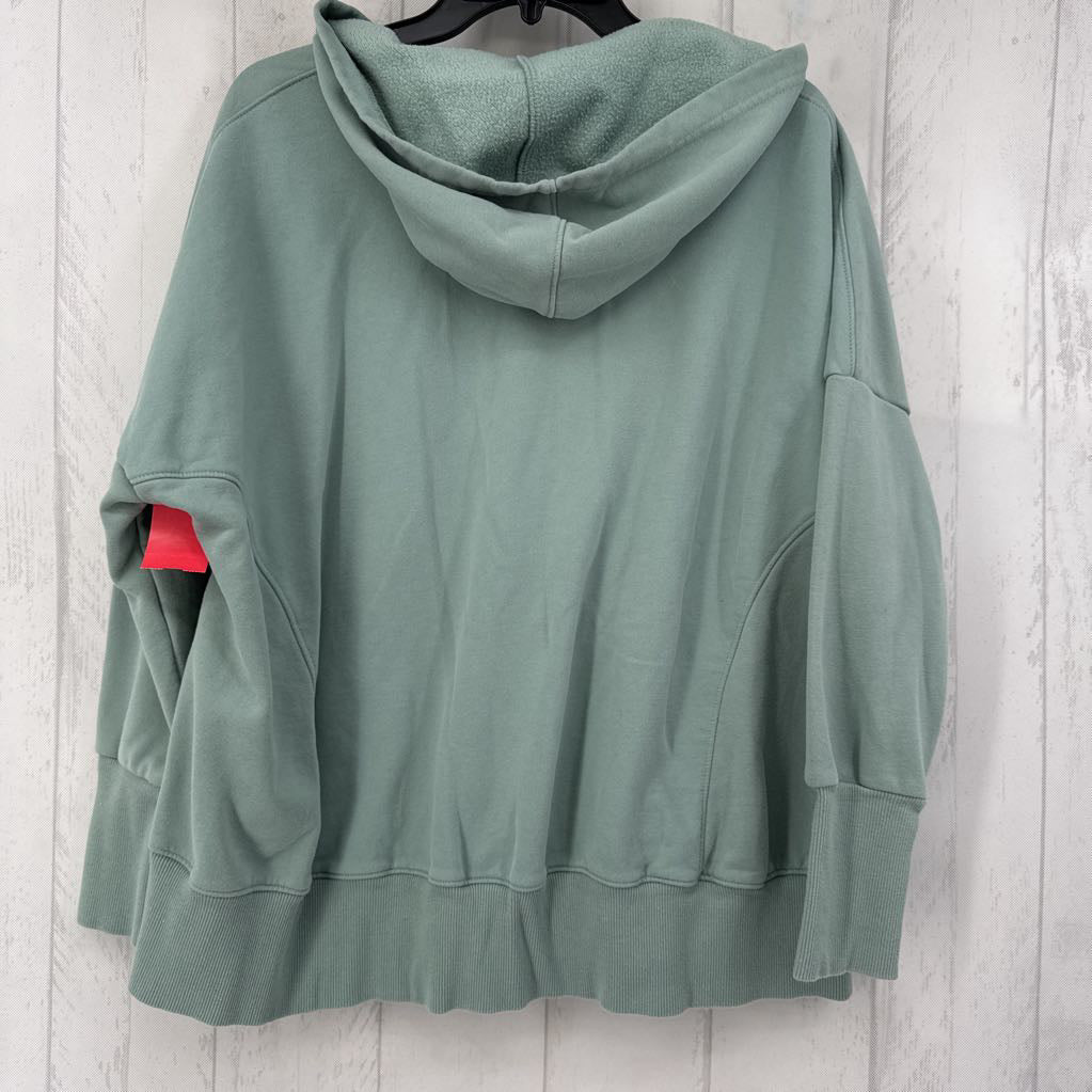 Pocketed Henley Hooded Sweatshirt