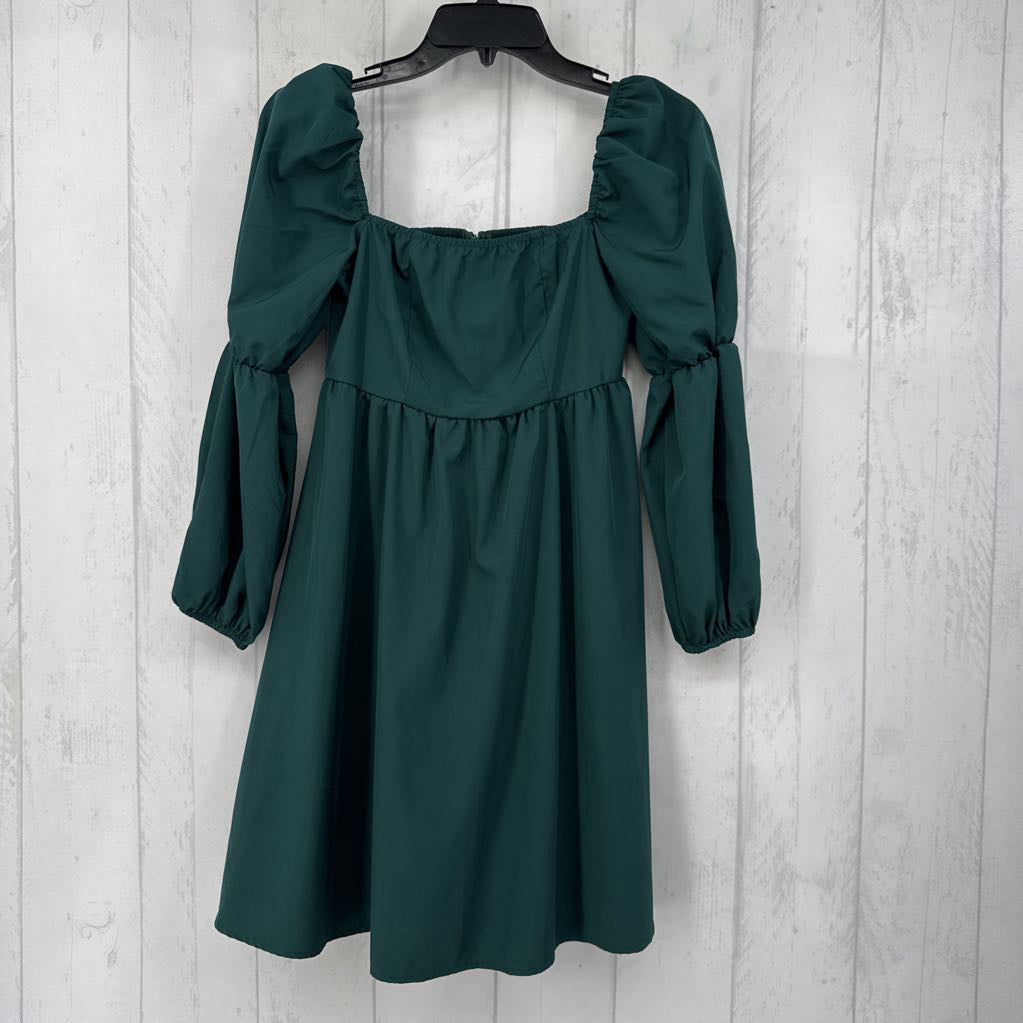 Square Neckline Puff l/s Dress