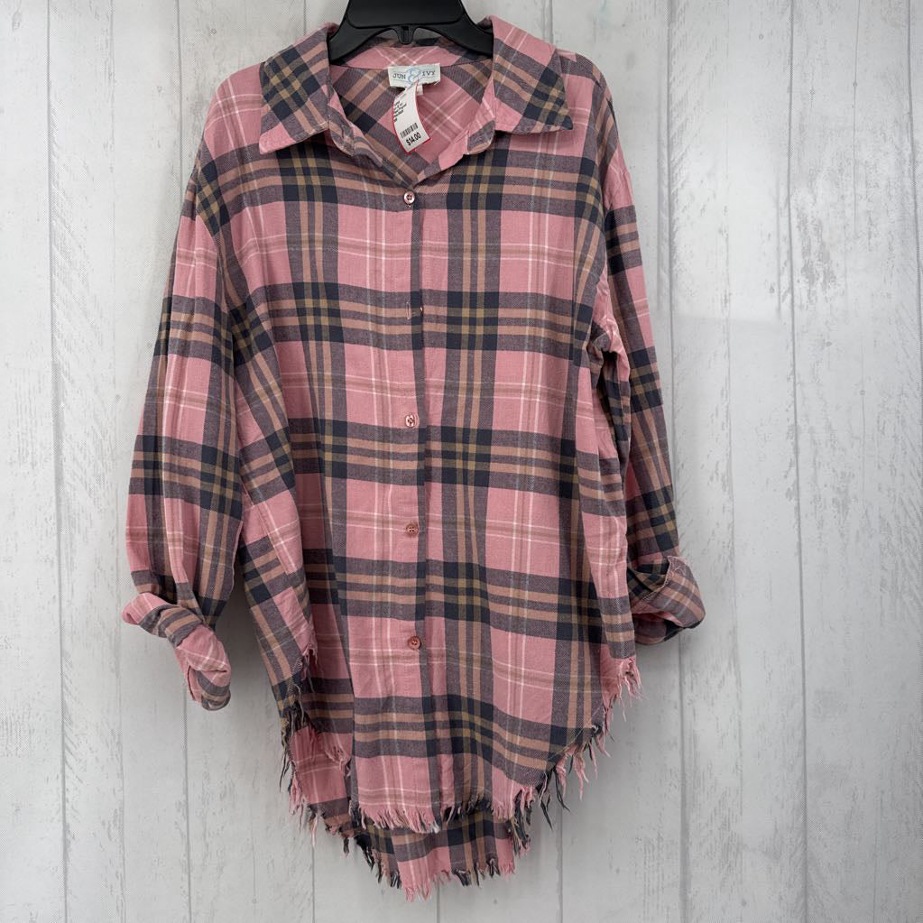 Plaid Frayed Hemline Top