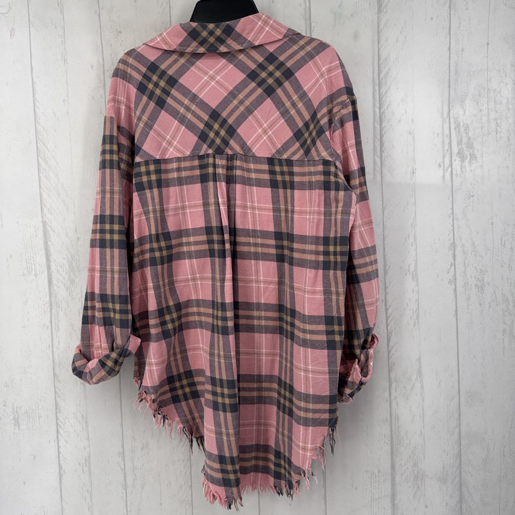 Plaid Frayed Hemline Top