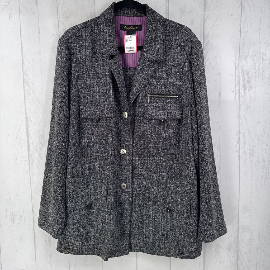 Feaux Tweed Jacket w/ flap pockets