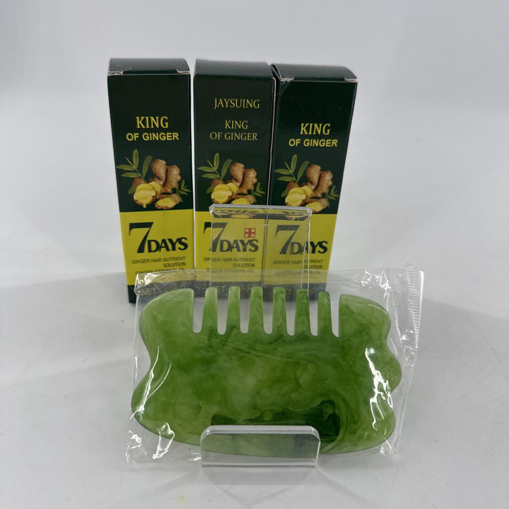 ginger hair nutrient solution-21 day kit w jade comb