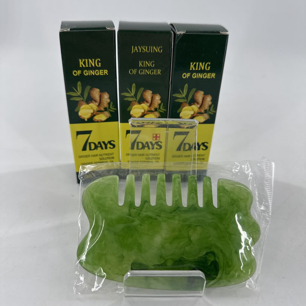 ginger hair nutrient solution-21 day kit w jade comb